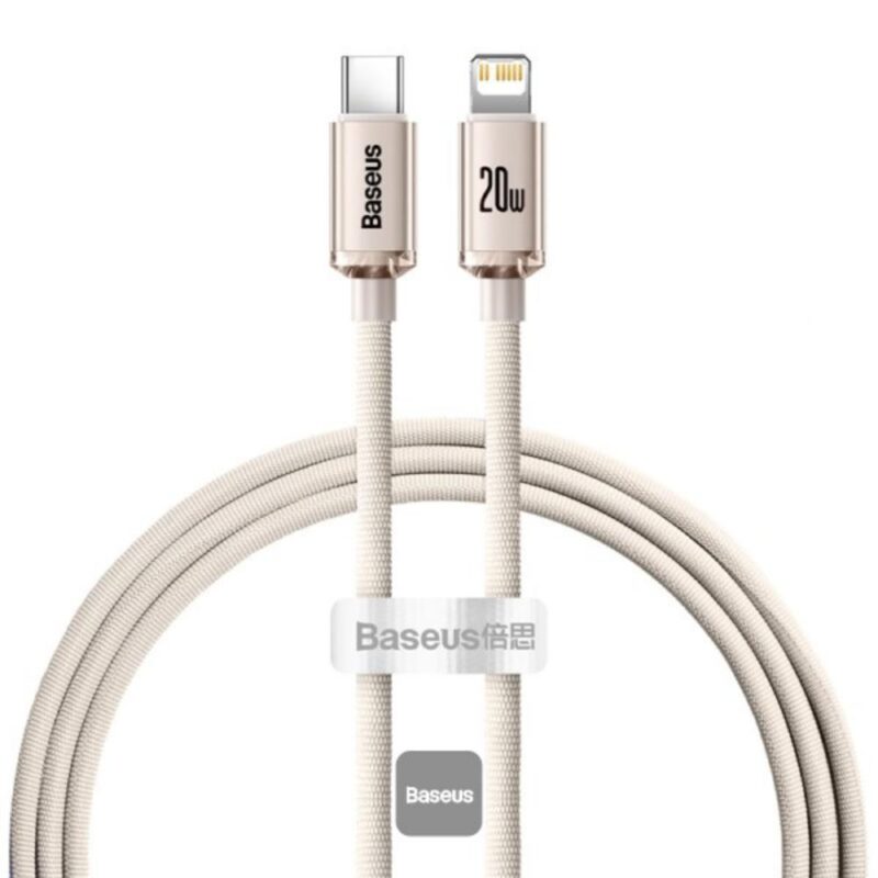 Baseus Kabel USB-C do iP Crystal Shine,  20W, 1.2m różowy (CAJY001304) (BASCAJY001304)