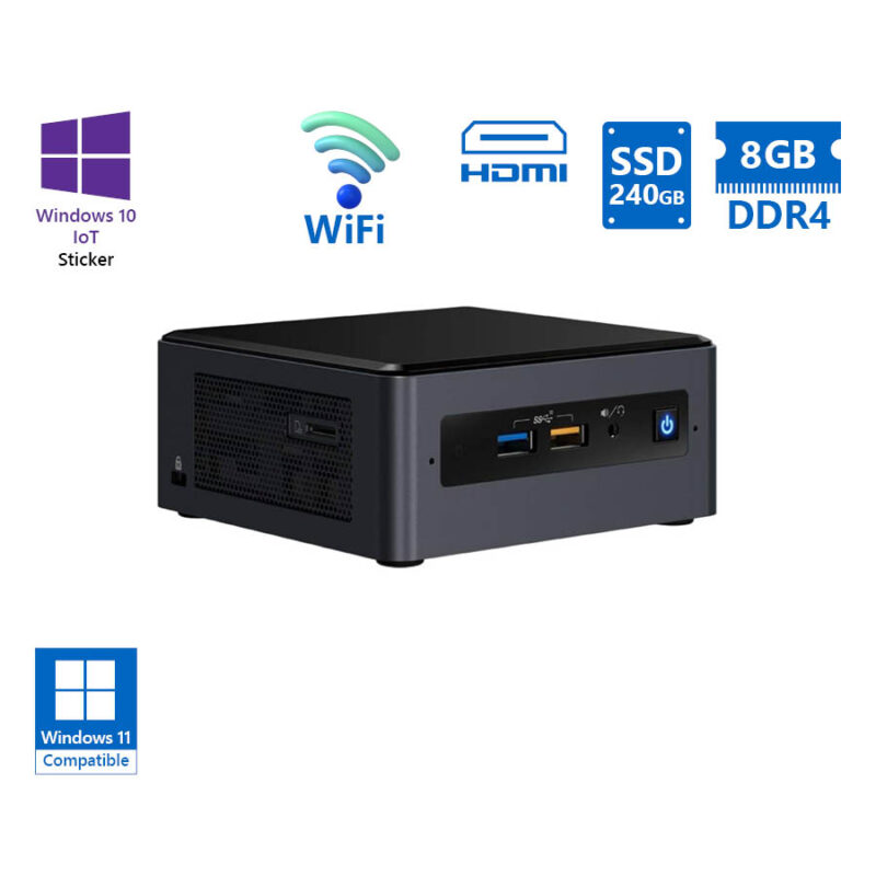Intel NUC8I7BEH NUC WiFi i7-8559U/8GB DDR4/240GB SSD/No ODD/10IoT Grade A Refurbished PC
