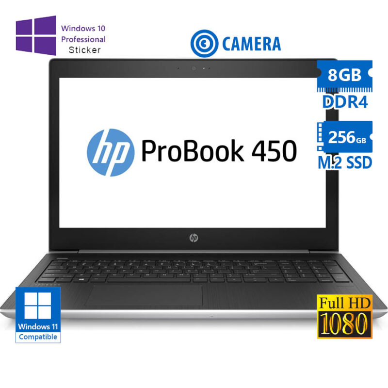 HP ProBook 450 G5 i5-8250U/15.6”FHD/8GB DDR4/256GB M.2 SSD/No ODD/Camera/10P Grade A Refurbished Lap