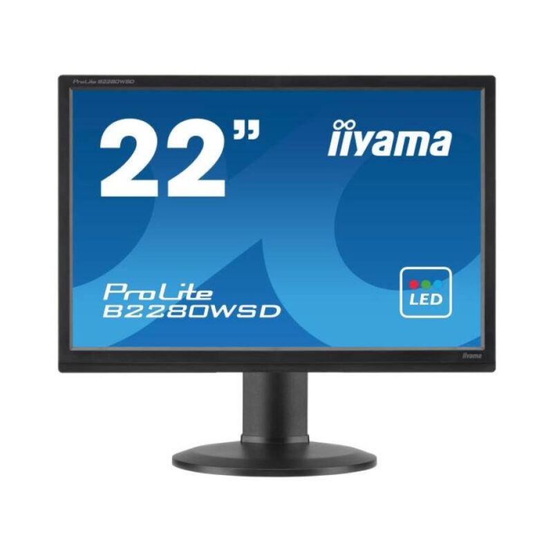 Used Monitor B2280WSD LED/IIyama/22"/1680x1050/Wide/Black/D-SUB & DVI-D - Image 2