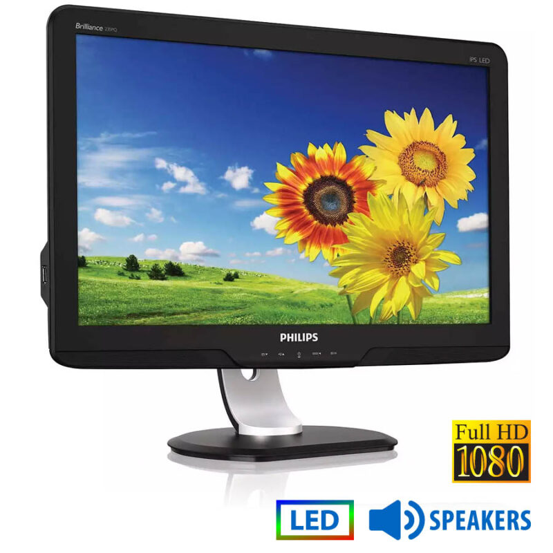 Used Monitor 235PQ LED/Philps/23``FHD/1920x1080/Wide/Silver/Black/w/Speakers/D-SUB & DVI-D & DP & HU
