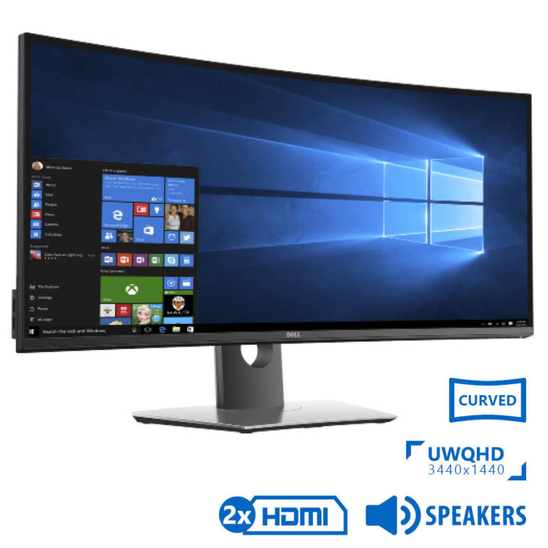 Used Monitor U3417W Curved/Dell/34"UW-QHD/3440x1440/Black/w/Speakers/DP & mini DP & 2xHDMI & USB 3.0
