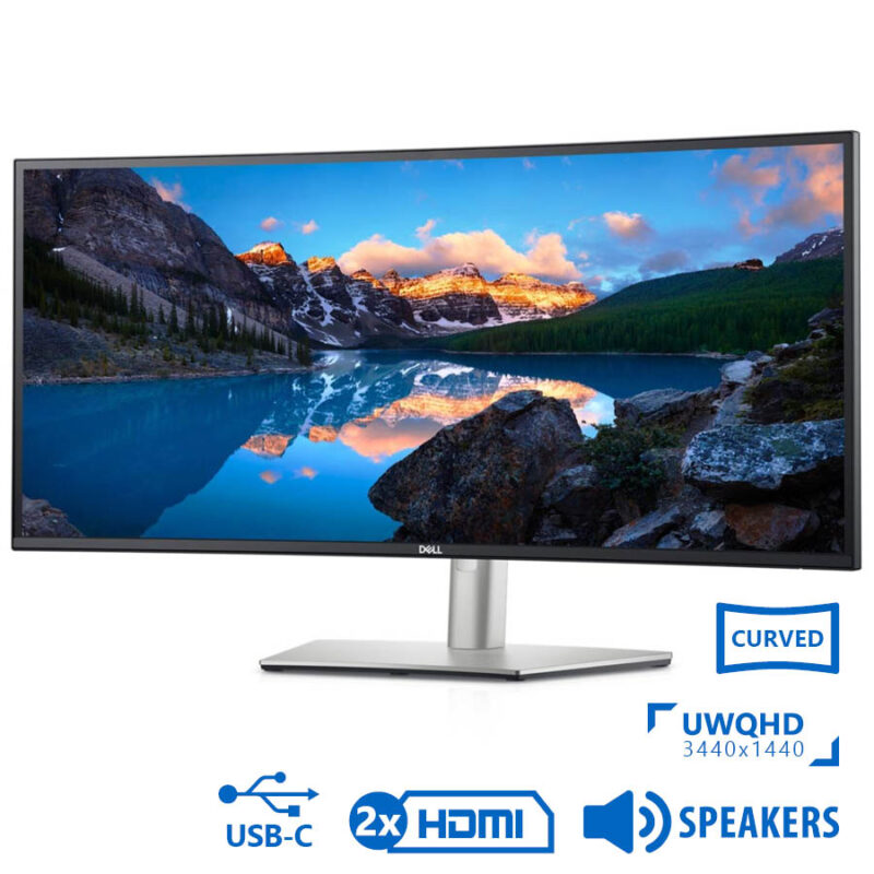 Used Monitor U3421WE Curved/Dell/34”UW-QHD/3440x1440/Silver/Black/w/Speakers/DP & 2xHDMI & USB-Type-